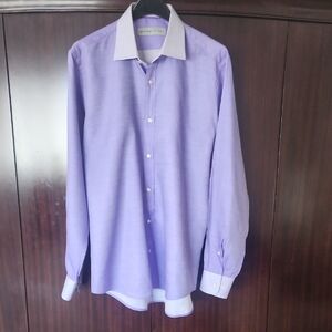 Etro Lavender Dress Shirt with Lilac Collar And Cuffs